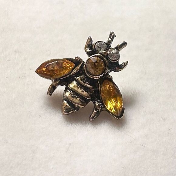 Vintage 80s AVON Gold Tone & Rhinestone Bee Pin Brooch Preloved RARE Find - Picture 1 of 7
